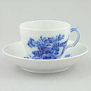 Royal Copenhagen (Blå Blomst 20th Century) Coffee Cup Saucer with Blue Flower Decor 13 cm #1549  [Sample Images]  [Free Shipping]