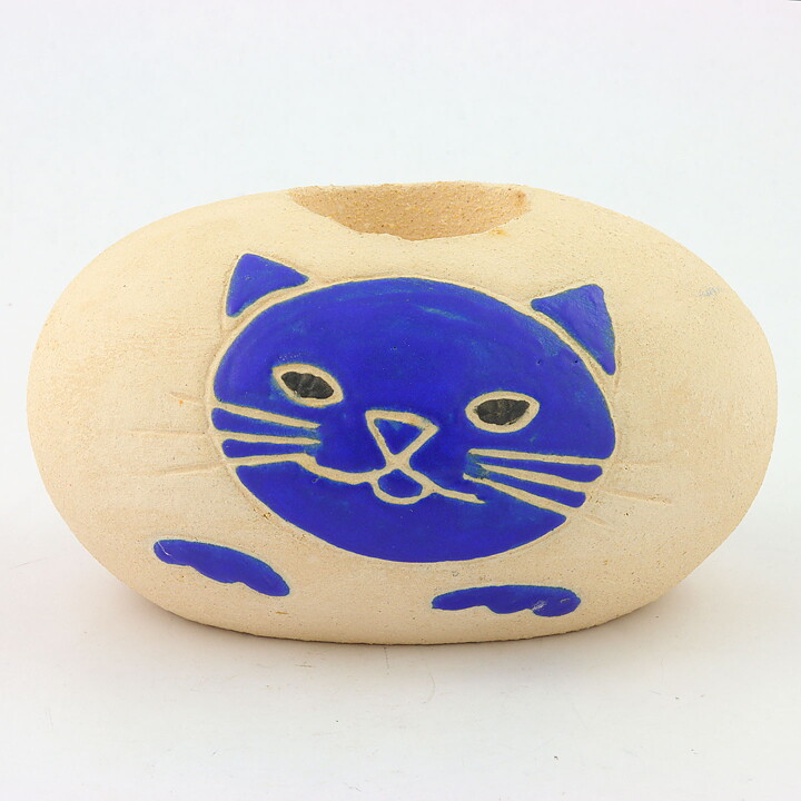 フィファリャ・ルナ・ランゲルンド  青いネコのキャンドルホルダー  14/7cm  1980年代   [サンプル画像]