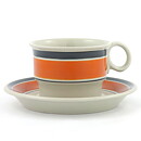 Hertha Bengtsson (Randa Banda 1965) Teacup Saucer 16 cm with Orange/Black Decor  [Sample Images]  [Free Shipping] 