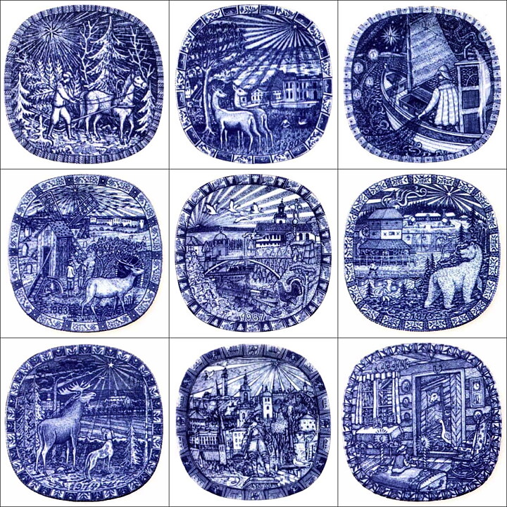 Gunnar Nylund (Christmas Plates) Annual Blue Wall Plate 1987 19,5 cm 