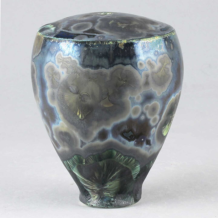 Isak Isaksson (2016) Unique Vase with Black Crystalline Glaze 10 cm