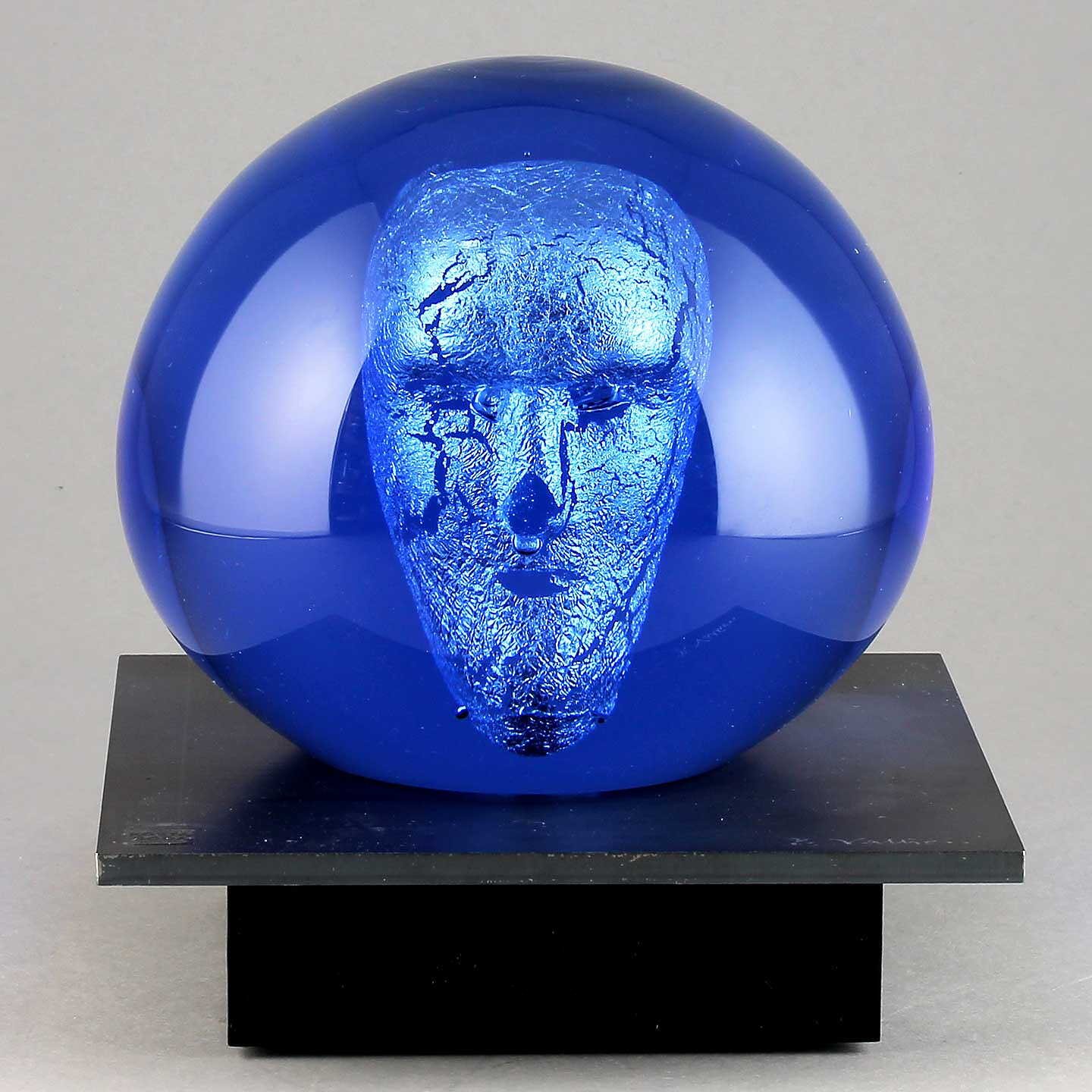 Bertil Vallien (Headman 2020) Blue Spherical Sculpture with Casted Head ...