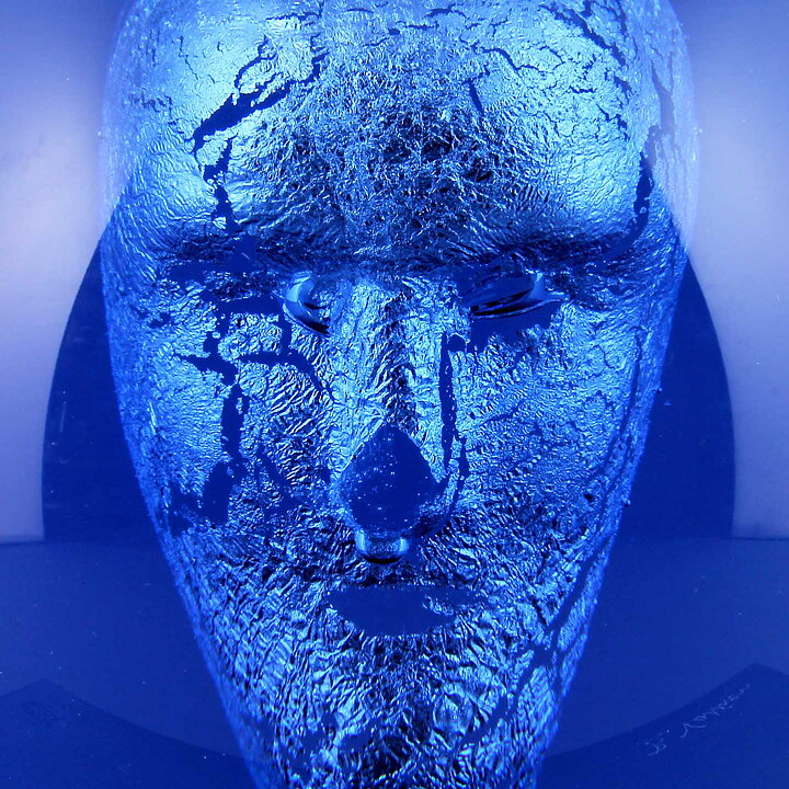 Bertil Vallien (Headman 2020) Blue Spherical Sculpture with Casted Head 14 cm 