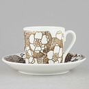 Paul Hoff (Emma 1971) Coffee Cup Saucer with Brown Flower Decor 14 cm  [Sample Images]  [Free Shipping]