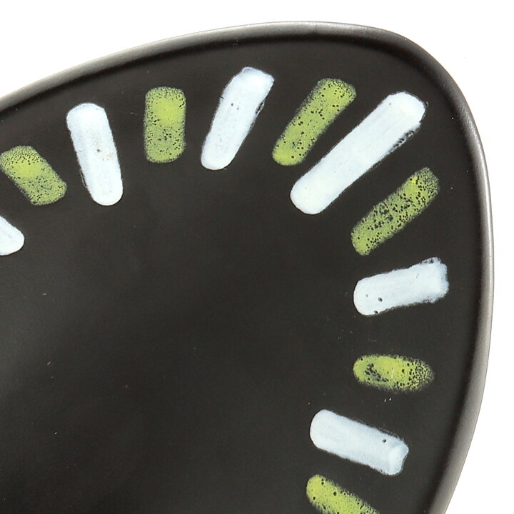 Hjördis Oldfors (Trio 1954) Black Lens-Formed Bowl with White/Yellow Decor 25 cm