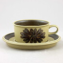 Olga Osol (Tunturi 1960) Yellow Teacup with Brown Flower Decor 12,5 cm  [Sample Images]  (II)