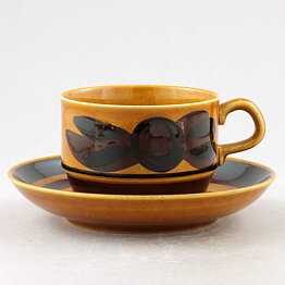  Carl-Harry Stålhane (Tuna 1971) Sturdy Teacup with Yellow/Brown Decor  [Sample Images] (II)