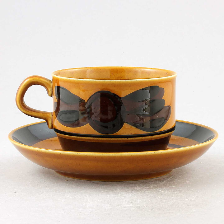  Carl-Harry Stålhane (Tuna 1971) Sturdy Teacup with Yellow/Brown Decor  [Sample Images] (II)
