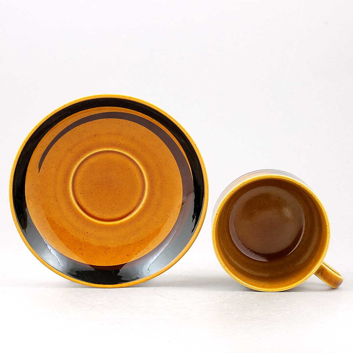  Carl-Harry Stålhane (Tuna 1971) Sturdy Teacup with Yellow/Brown Decor  [Sample Images] (II)