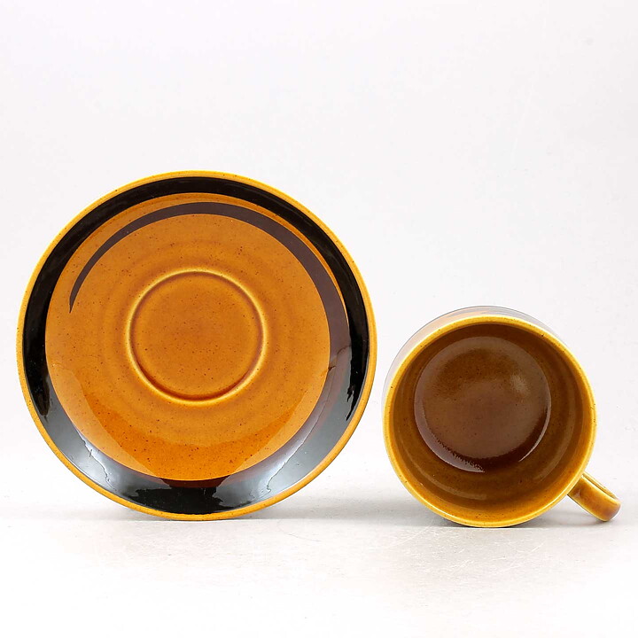  Carl-Harry Stålhane (Tuna 1971) Sturdy Teacup with Yellow/Brown Decor  [Sample Images] (II)