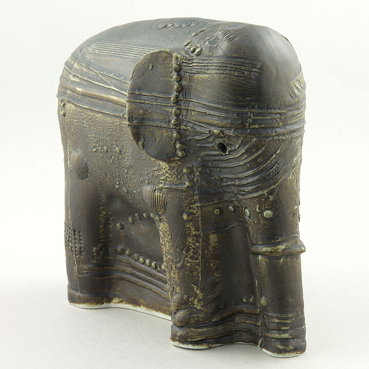 Bertil Vallien (Terra 1978) Gray Elephant with Relief Decor 21 cm
