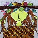 Stig Lindberg (1962) Large Wall Plaque Girl with Braids 33 cm (2)