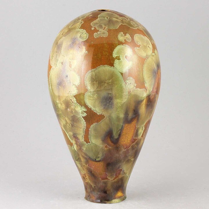 Isak Isaksson (2016) Unique Vase with Honey Brown Crystalline Glaze 21 cm