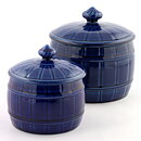 Hertha Bengtsson (1950s) Blue Jar with Relief Pattern 12 cm