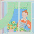 Pia Rönndahl (Villa Rosa 1985) Wall Plaque with Woman in Window Motif 12 cm