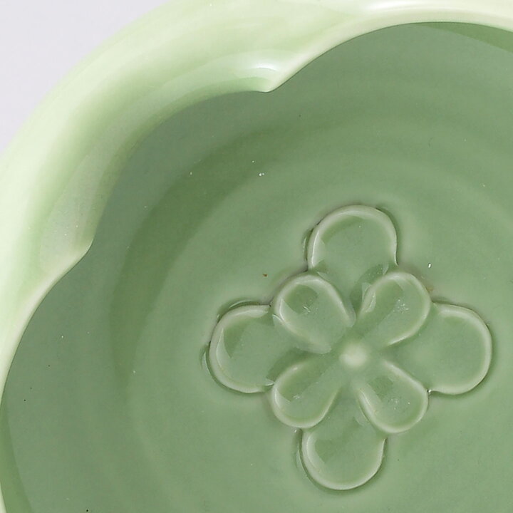 Sylvia Leuchovius (1960s) Unique Green Bowl with Flower Decor 14 cm