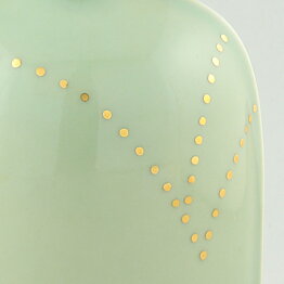 Kerstin Hörnlund (1980s) Green Bottle Vase with Golden Decor 15 cm