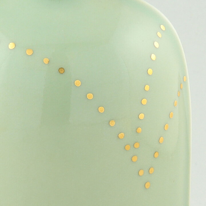 Kerstin Hörnlund (1980s) Green Bottle Vase with Golden Decor 15 cm