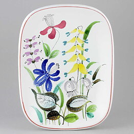 スティグ・リンドベリ  ファイアンス製  カラフルな花のお皿　1950年代 (1)