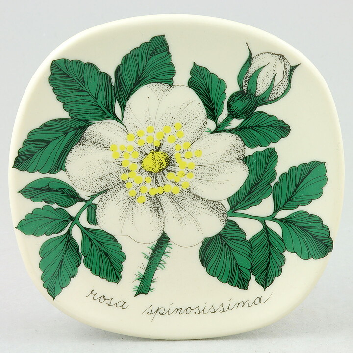 エステリ・トムラ  Botanicaシリーズ バーネットローズ  陶板  Wall Plaque  1980年   13 cm