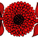 Stig Lindberg (Red Aster 2000s) Terrific Teacup with Saucer