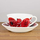 Stig Lindberg (Red Aster 2000s) Terrific Teacup with Saucer