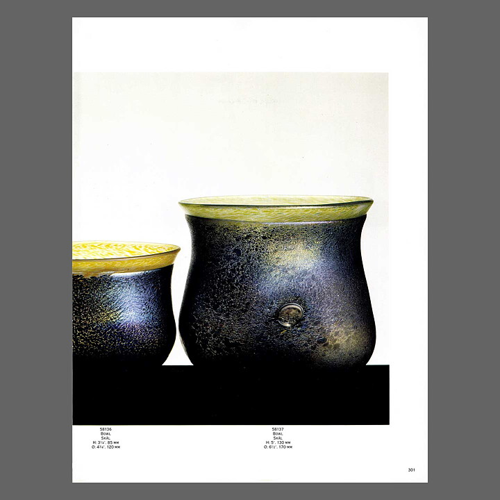 Bertil Vallien (Volcano 1981) Swelling Bowl with Oily Decor 15/12 cm
