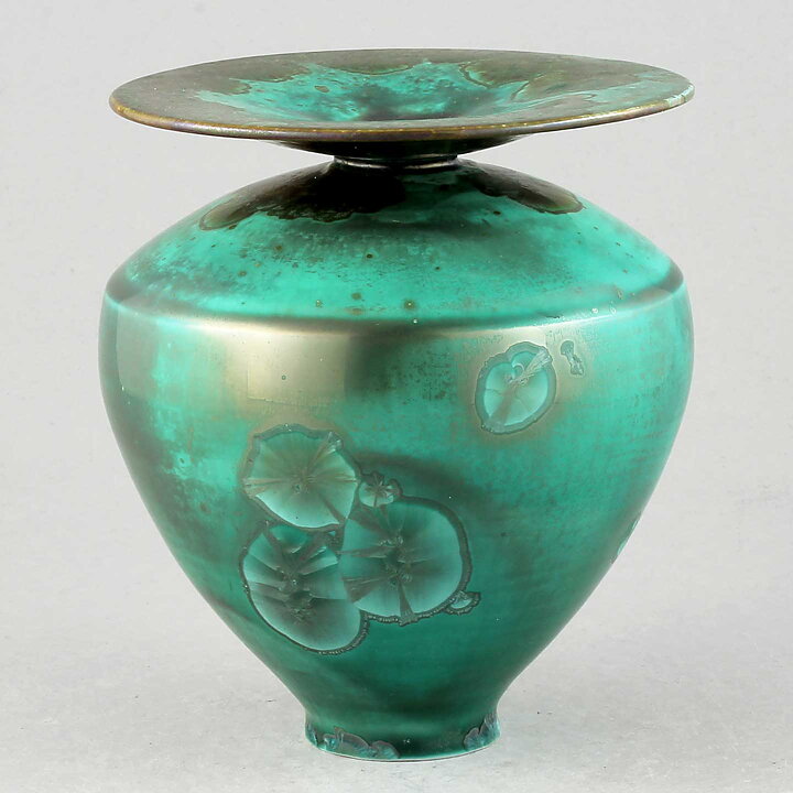 イサク・イサクソン　一点もの！　グリーンの花瓶  2020年  (14cm)
