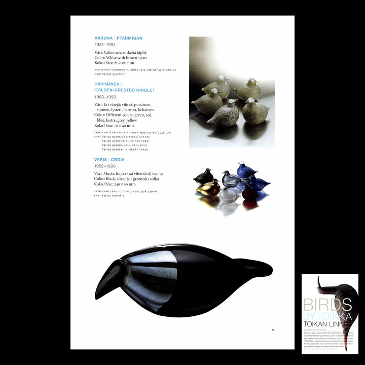 Oiva Toikka (1982) Crow (Varis) Glass Bird 22/10 cm