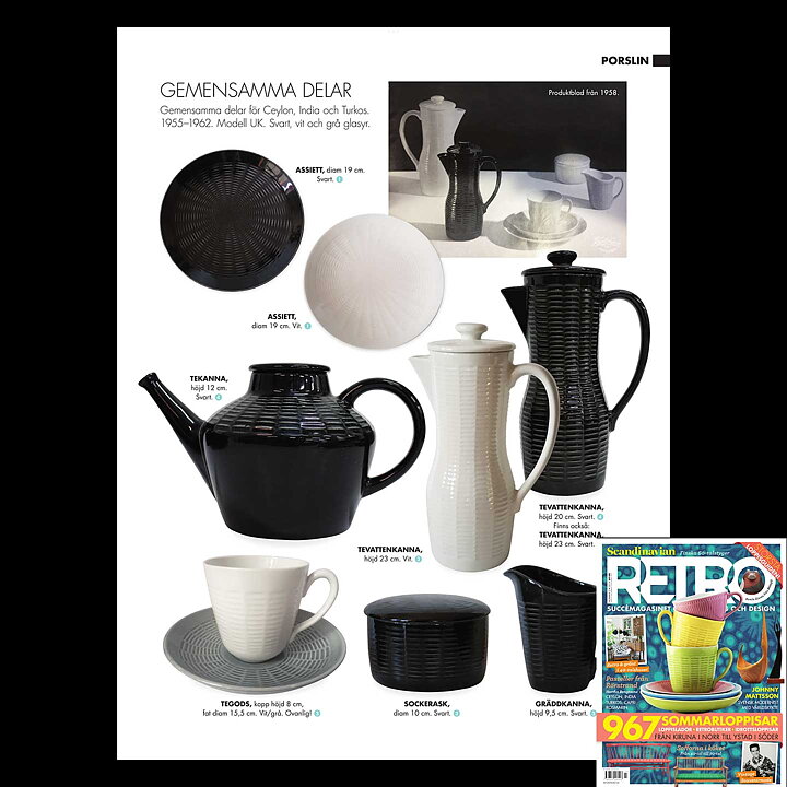 Hertha Bengtsson (Ceylon 1955) Black Coffee Pot with Relief Decor 23 cm