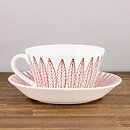 Stig Lindberg (Red Salix 2000s) Terrific Teacup with Saucer