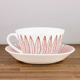 Stig Lindberg (Red Salix 2000s) Terrific Teacup with Saucer