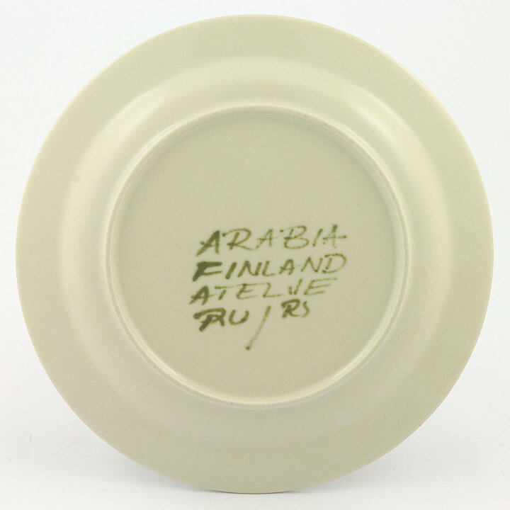 ライヤ・ウオシッキネン  緑/黄色の装飾のプレート  20cm  1960年代   [サンプル画像]