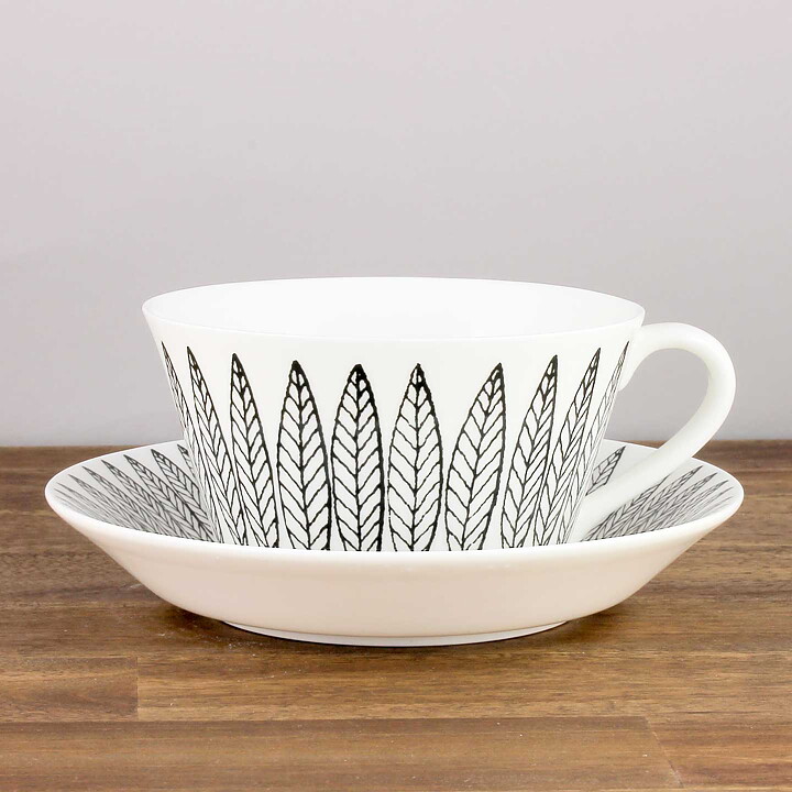 Stig Lindberg (Black Salix 2000s) Terrific Teacup with Saucer