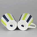 Stig Lindberg (2010) Two Mugs with Green/Blue/Black Decor <with Box>  [Sample Images]