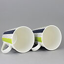 Stig Lindberg (2010) Two Mugs with Green/Blue/Black Decor <with Box>  [Sample Images]