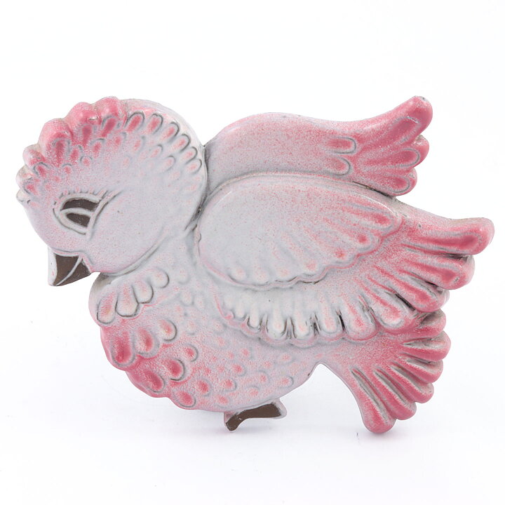 ベース・ノーマン  ピンクの鳥モチーフの陶板  13cm  1960年代