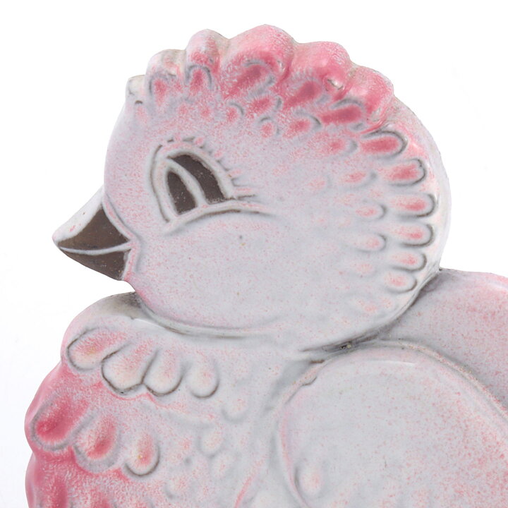 ベース・ノーマン  ピンクの鳥モチーフの陶板  13cm  1960年代