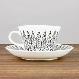 Stig Lindberg (Black Salix 2000s) Charming Coffee Cup with Saucer