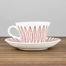Stig Lindberg (Red Salix 2000s) Charming Coffee Cup with Saucer