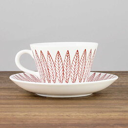 Stig Lindberg (Red Salix 2000s) Charming Coffee Cup with Saucer