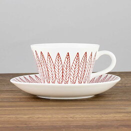 Stig Lindberg (Red Salix 2000s) Charming Coffee Cup with Saucer