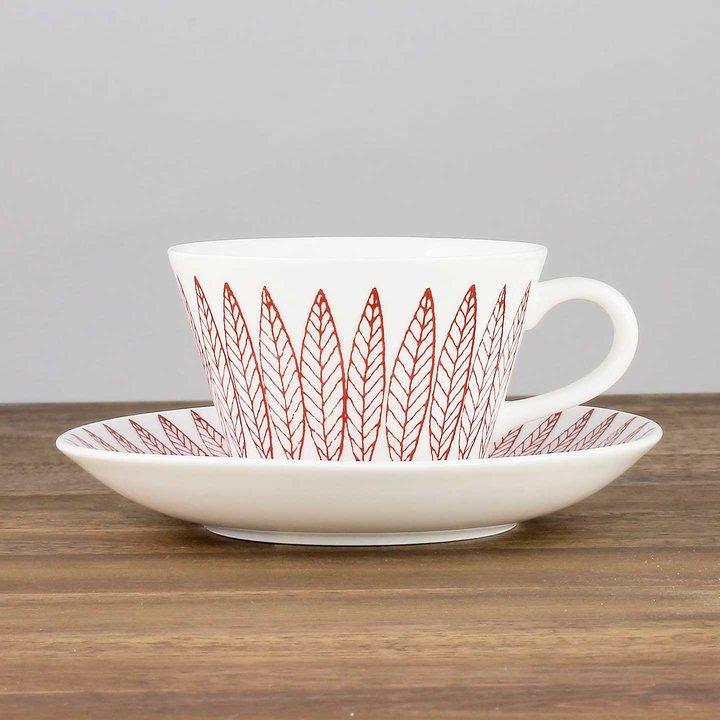 Stig Lindberg (Red Salix 2000s) Charming Coffee Cup with Saucer