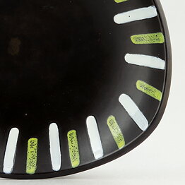 Hjördis Oldfors (Trio 1954) Black Triangular Bowl with White/Yellow Decor 24 cm
