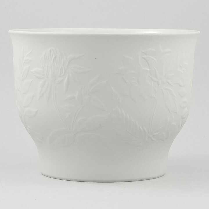 Gunvor Olin-Grönqvist (Suvi 1981) White Flowerpot with Flower Relief 17 cm 