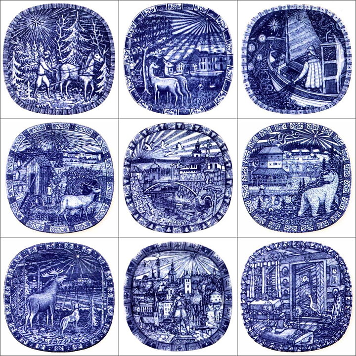 グナー・ニールンド  クリスマスプレート ブルー 陶板   Wall Plaque  1982年 19,5cm