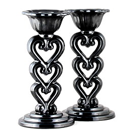 Arthur Percy (1930s) Two "Three Hearts" Candleholders 27 cm