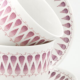 Arthur Percy (Lillemor 1951) Two Teacups with Purple Leaf Decor 12 cm