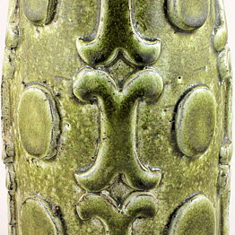 Mari Simmulson (1960s) Unique Green Vase with Geometric Relief 24 cm