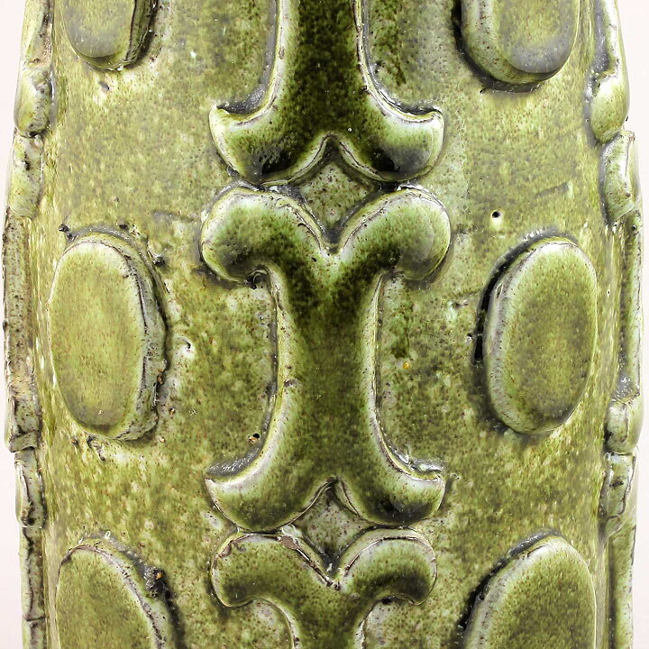 Mari Simmulson (1960s) Unique Green Vase with Geometric Relief 24 cm